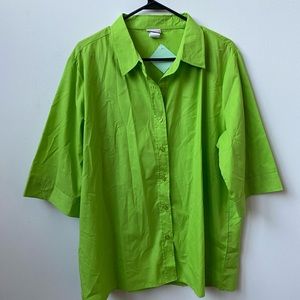 Bright green button up shirt. All buttons intact.